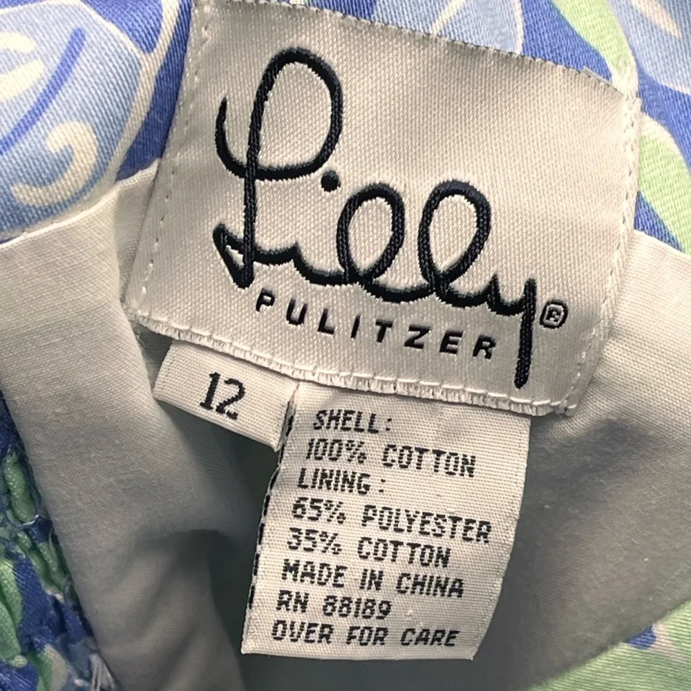 LILLY PULITZER Periwinkle Blue & Mint Floral Strapless Sundress Size 12 - Picture 5 of 6